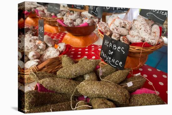 Traditional Sausages for Sale in an Open Air Market in the Historic Town of Cassis, France-Martin Child-Premier Image Canvas