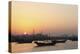 Traditional Wooden Dhow Boats in the Corniche Marina, at Sunset in Doha, Qatar, Middle East-Stuart-Premier Image Canvas