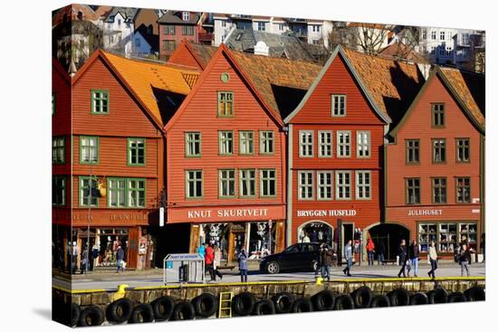 Traditional Wooden Hanseatic Merchants Buildings of the Bryggen, Bergen, Norway, Scandinavia-Robert Harding-Premier Image Canvas