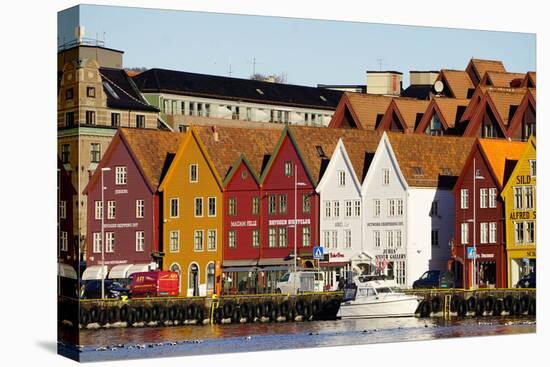 Traditional Wooden Hanseatic Merchants Buildings of the Bryggen, in Harbour, Bergen, Norway-Robert Harding-Premier Image Canvas