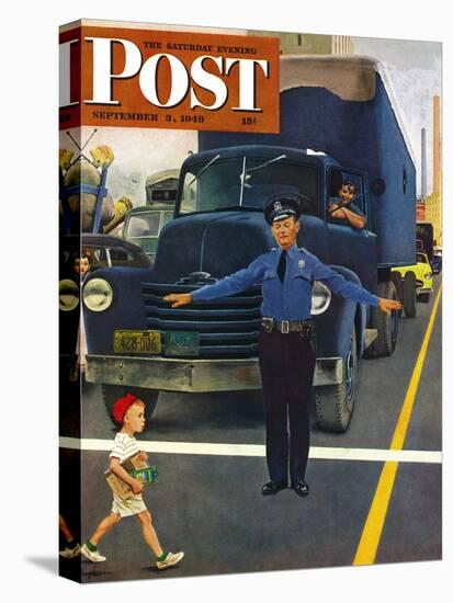 "Traffic Cop," Saturday Evening Post Cover, September 3, 1949-George Hughes-Premier Image Canvas