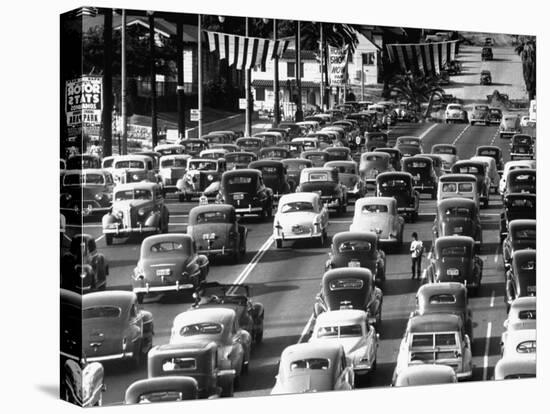 Traffic Traveling on Figueroa and Sunset Street-Loomis Dean-Premier Image Canvas