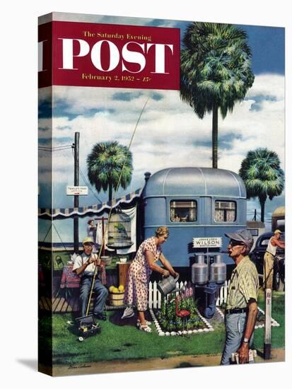 "Trailer Park Garden" Saturday Evening Post Cover, February 2, 1952-Stevan Dohanos-Premier Image Canvas