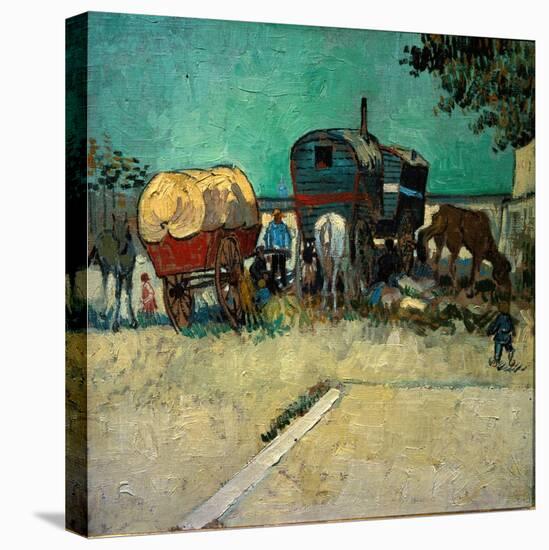 Trailers, Bohemian Encampment in the Vicinity of Arles (Oil on Canvas, 1888)-Vincent van Gogh-Premier Image Canvas