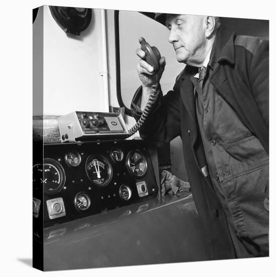 Train Driver on an Intercom, South Yorkshire, 1964-Michael Walters-Stretched Canvas