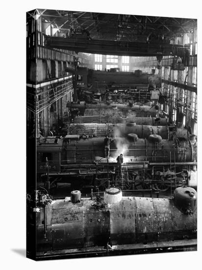 Train Engines from the New York Centrail Railroad Being Worked on in Repair Shop-Ralph Morse-Premier Image Canvas