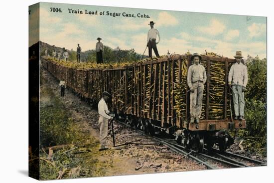 Train Load of Sugar Cane Leaving the Field, Cuba, 1915-null-Premier Image Canvas