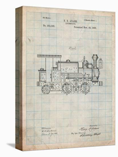 Train Locomotive Patent-Cole Borders-Stretched Canvas