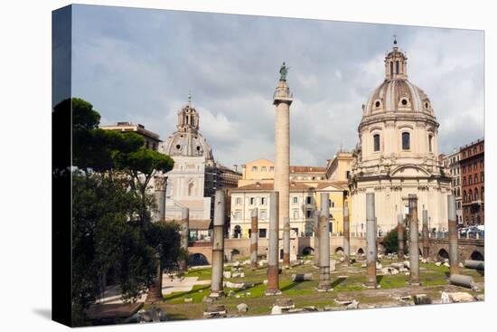 Trajan's Column Between Dome of St. Maria Di Loreto (Left) and Ss.Nome Di Maria, Latium, Italy-Nico Tondini-Premier Image Canvas