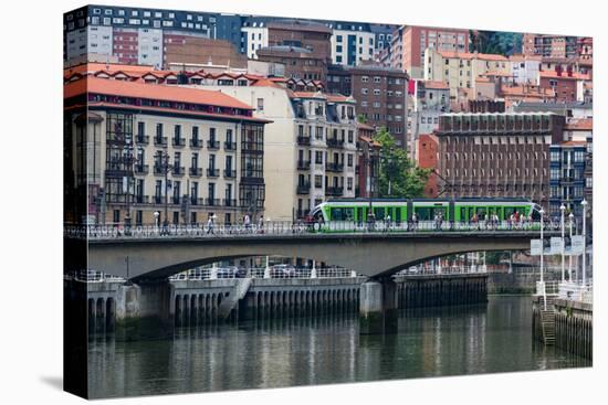 Tram Crossing the River Nervion in Bilbao, Biscay (Vizcaya), Basque Country (Euskadi)-Martin Child-Premier Image Canvas