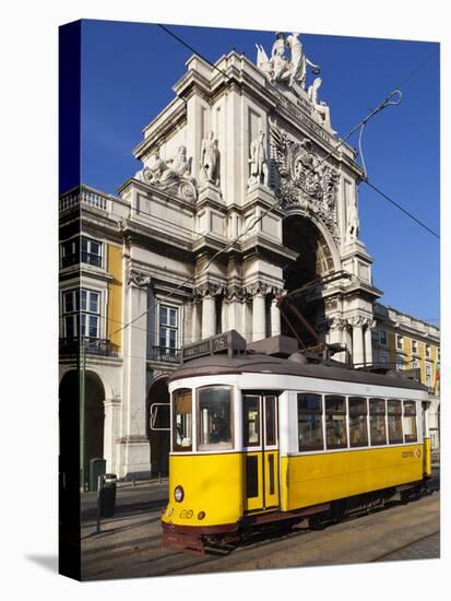 Tram (Electricos) Below the Arco Da Rua Augusta in Praca Do Comercio, Baixa, Lisbon, Portugal-Stuart Black-Premier Image Canvas