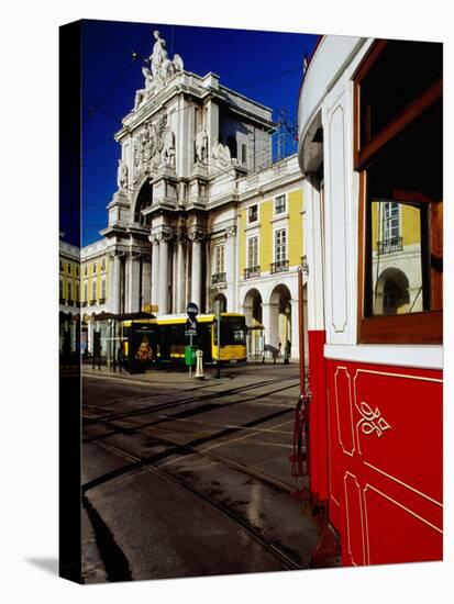 Tram on Praca De Commercio, Lisbon, Portugal-Izzet Keribar-Premier Image Canvas