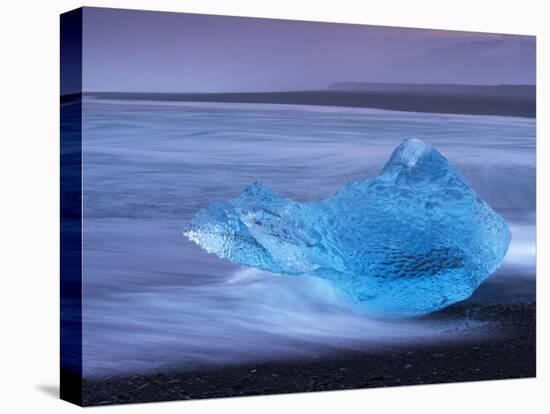 Translucent Blue Iceberg Washed Ashore on Breidamerkursandur Black Sands-Patrick Dieudonne-Premier Image Canvas