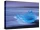 Translucent Blue Iceberg Washed Ashore on Breidamerkursandur Black Sands-Patrick Dieudonne-Premier Image Canvas