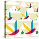 Transparent Multicolored Birds Pattern-cienpies-Stretched Canvas