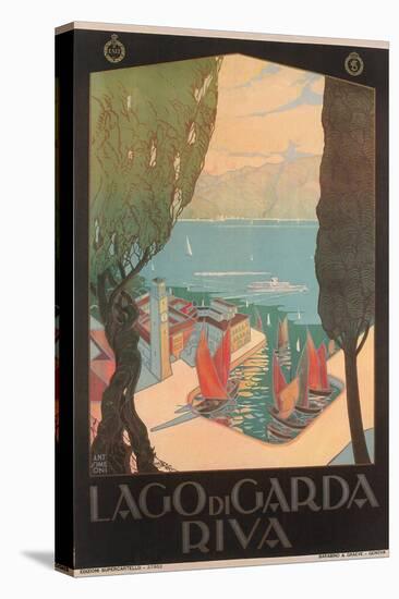 Travel Poster for Garda Lake-null-Stretched Canvas