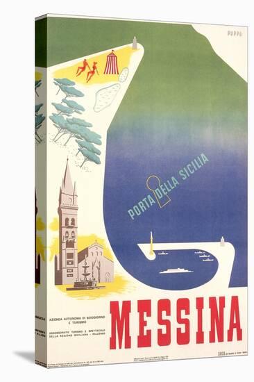 Travel Poster for Messina-null-Stretched Canvas