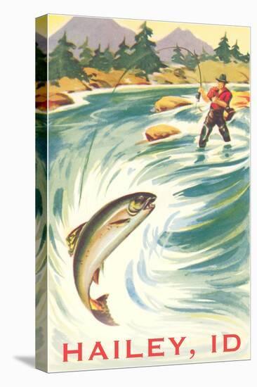 Travel Poster Hailey, Trout Fishing-null-Stretched Canvas