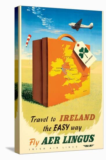 Travel to Ireland - Fly Aer Lingus, Vintage Airline Travel Poster, 1950s-Pacifica Island Art-Stretched Canvas