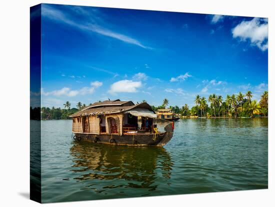 Travel Tourism Kerala Background - Houseboat on Kerala Backwaters. Kerala, India-f9photos-Premier Image Canvas