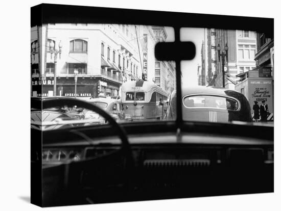 Traveling Through Rush Hour Traffic in Downtown Los Angeles-Loomis Dean-Premier Image Canvas