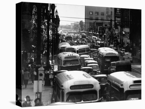 Traveling Through Rush Hour Traffic in Downtown Los Angeles-Loomis Dean-Premier Image Canvas