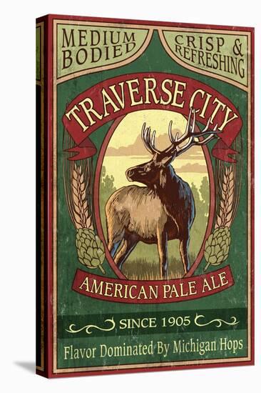 Traverse City, Michigan - Elk Head Pale Ale Vintage Sign-Lantern Press-Stretched Canvas