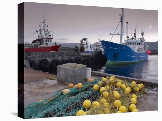 Trawler and Fishing Nets in Toftir Harbour, Toftir, Eysturoy-Patrick Dieudonne-Premier Image Canvas