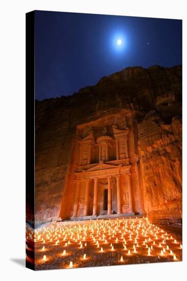 Treasury Lit by Candles at Night, Petra, Jordan, Middle East-Neil Farrin-Premier Image Canvas