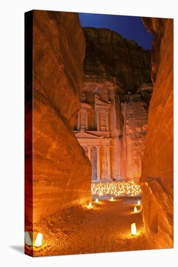 Treasury Lit by Candles at Night, Petra, Jordan, Middle East-Neil Farrin-Premier Image Canvas