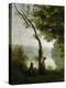 Tree and Woman, Souvenir of Mortefontaine, France-Jean-Baptiste-Camille Corot-Premier Image Canvas