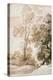 Trees and Deer, after Claude, 1825 (Pen and Ink with Wash on Paper)-John Constable-Premier Image Canvas