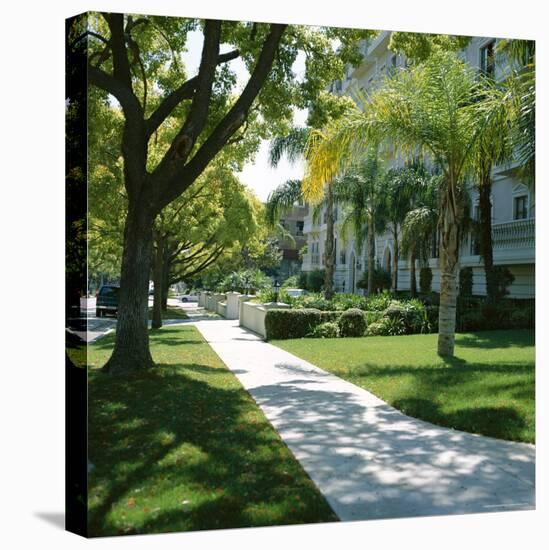 Trees and Grass Along Sidewalk, Beverly Hills, Los Angeles, California, USA-David Lomax-Premier Image Canvas