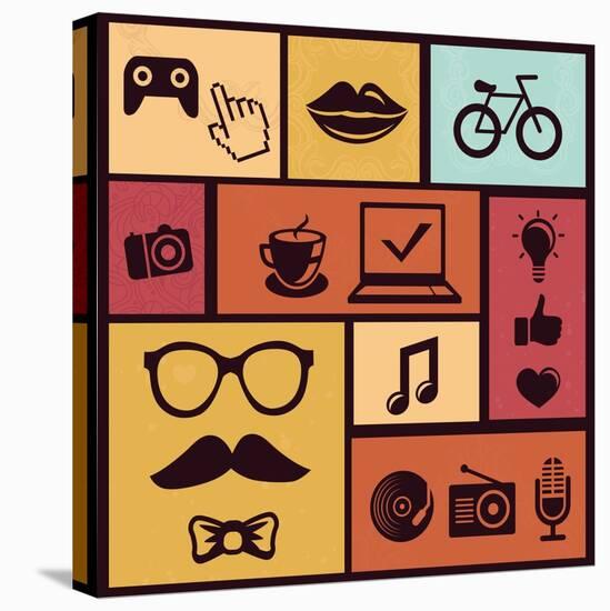 Trendy Hipster Icons-venimo-Stretched Canvas