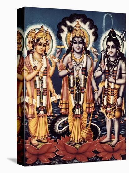 Triad of the Three Major Hindu Gods-B. G. Sharma-Stretched Canvas