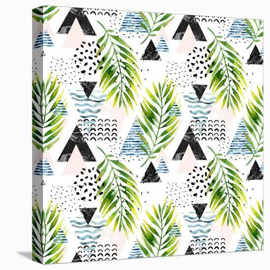 Triangles with Palm Tree Leaves-tanycya-Stretched Canvas