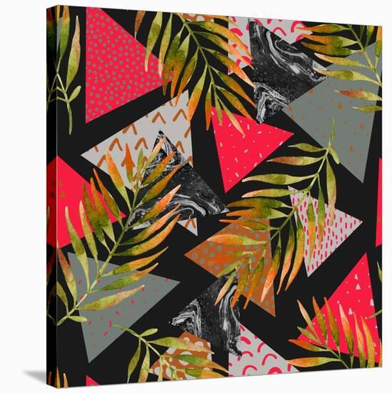 Triangles with Palm Tree Leaves-tanycya-Stretched Canvas