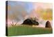 Triceratops Walking across a Grassy Field-null-Stretched Canvas