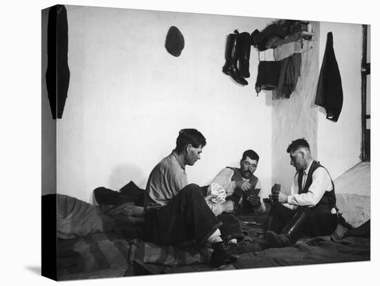 Trio of Czech Peasants Playing Cards in the Season Workers House on the Anyala Farm-Margaret Bourke-White-Premier Image Canvas