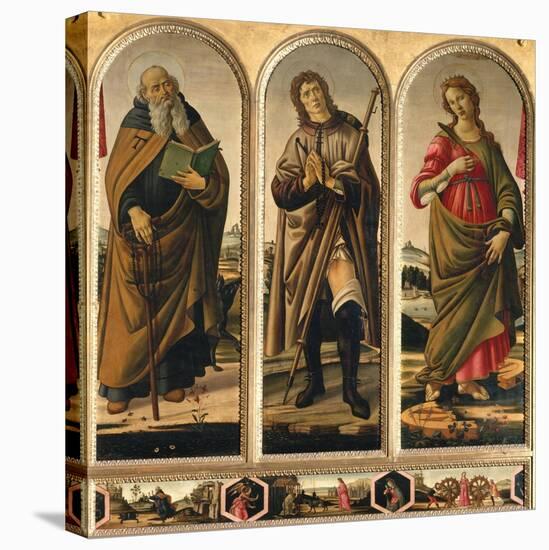 Triptych with St. Anthony Abbot, St. Roch, and St. Catherine of Alexandria-Sandro Botticelli-Premier Image Canvas