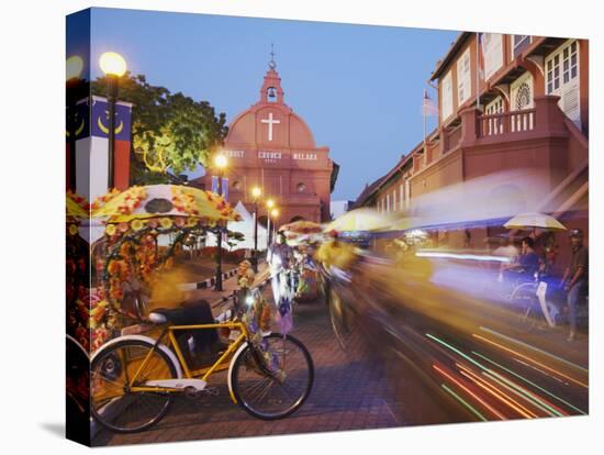 Trishaws Passing in Town Square, Melaka, Malaysia, Southeast Asia, Asia-Ian Trower-Premier Image Canvas