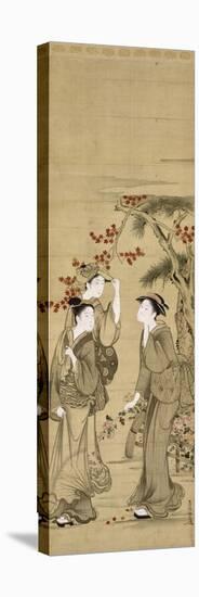 Trois jeunes femmes sous les érables rouges-Kubo Shunman-Premier Image Canvas