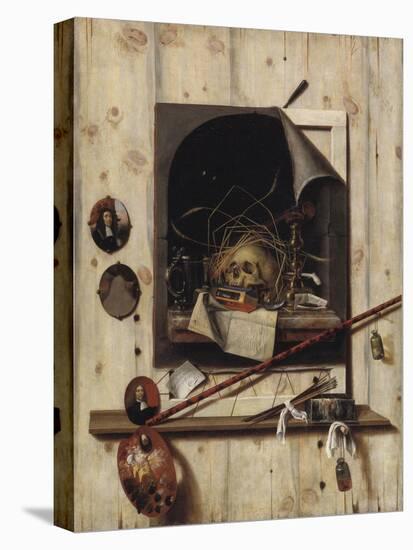 Trompe L'Oeil with Studio Wall and Vanitas Still Life, 1668-Cornelis Norbertus Gysbrechts-Premier Image Canvas