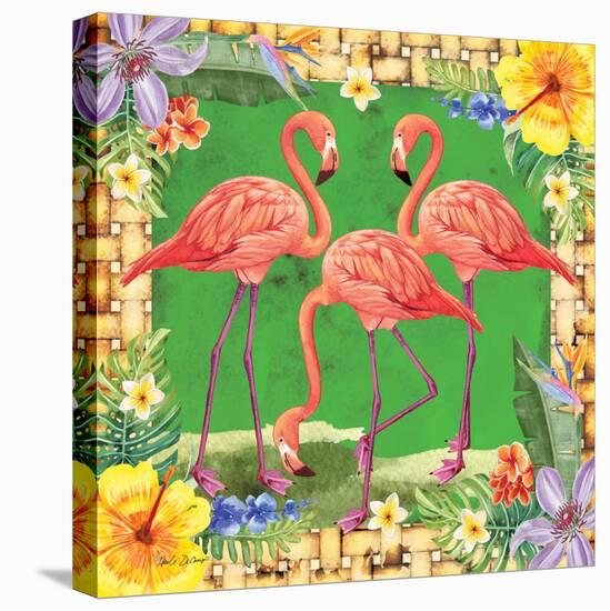 Tropical Flamingo Trio-Nicole DeCamp-Stretched Canvas