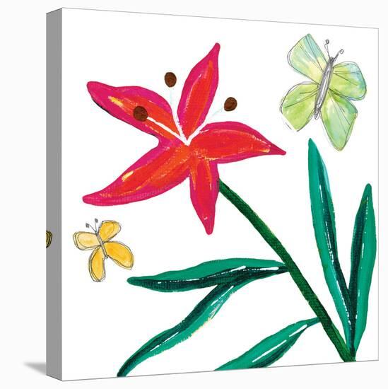 Tropical Flower Stem Butterflies-Jennifer McCully-Stretched Canvas