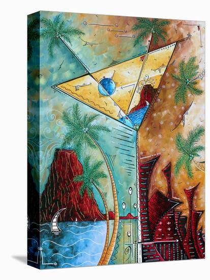 Tropical Martini Glass Cityscape PoP Art-Megan Aroon Duncanson-Stretched Canvas