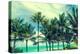 Tropical Palm Trees on the Miami Beach near the Ocean, Florida, Usa, Retro Styled-EllenSmile-Premier Image Canvas