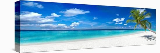 Tropical Paradise Beach with White Sand and Coco Palms Travel Tourism Wide Panorama Background Conc-stockphoto-graf-Premier Image Canvas