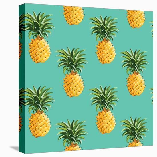 Tropical Pineapples Background - Seamless Pattern - in Vector-woodhouse-Stretched Canvas