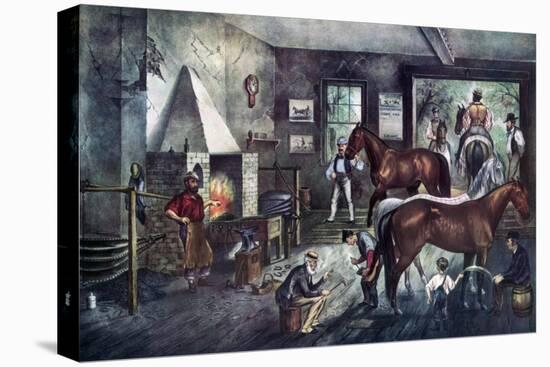 Trotting Cracks at the Forge, 1869-Currier & Ives-Premier Image Canvas